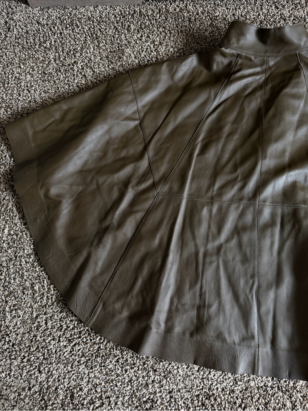 Lafayette 148 Leather Cape Poncho Pullover Brown One Size - Picture 10 of 12
